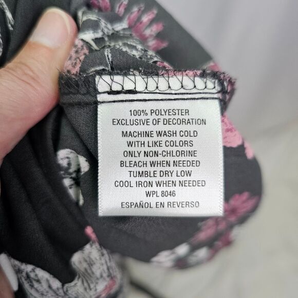Style & Co Pink and Gray Floral Boho Bell Sleeve Popover Blouse Size 3X - Picture 7 of 9